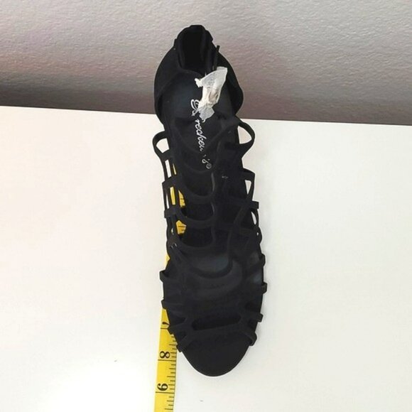 Breckelle's Spiked High Heels Black Size 10 Cut Out Ankle Buckle Prom Cocktail - Picture 12 of 16